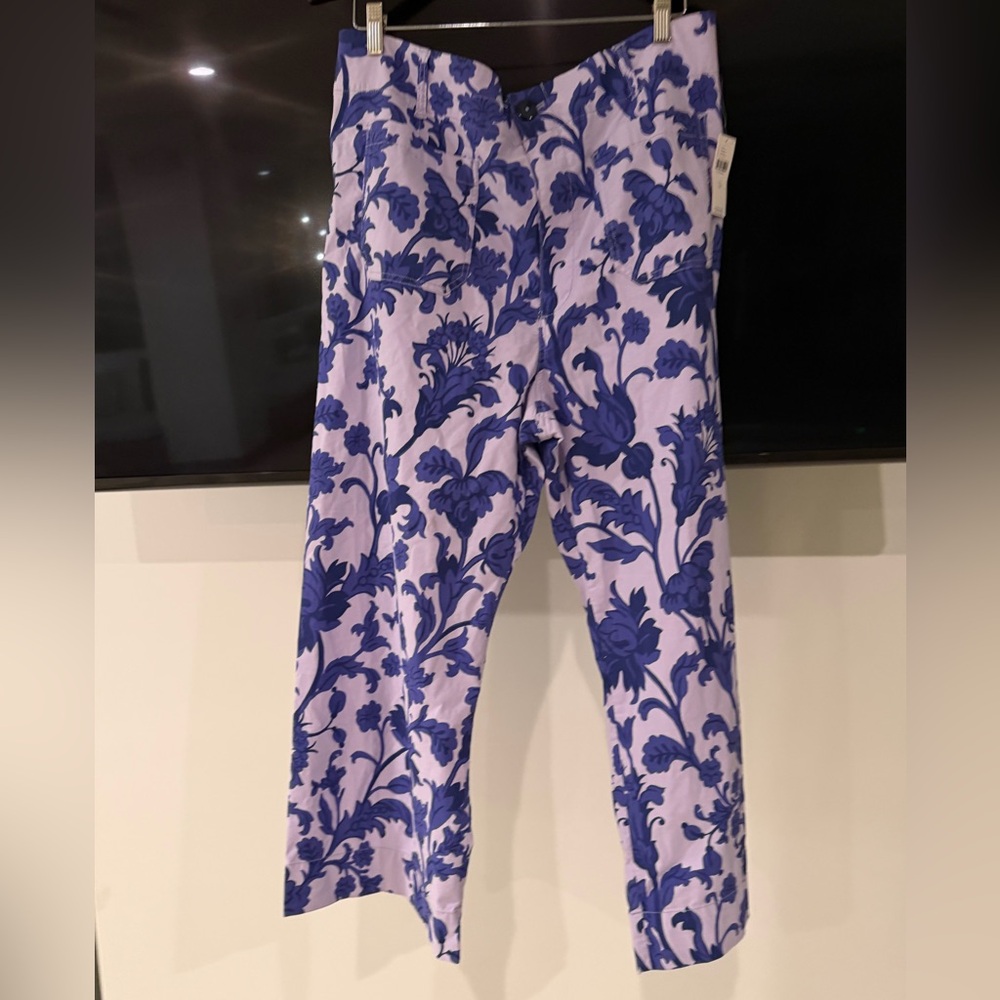 Anthropologie Maeve Purple Floral Print Cropped Pants 34
